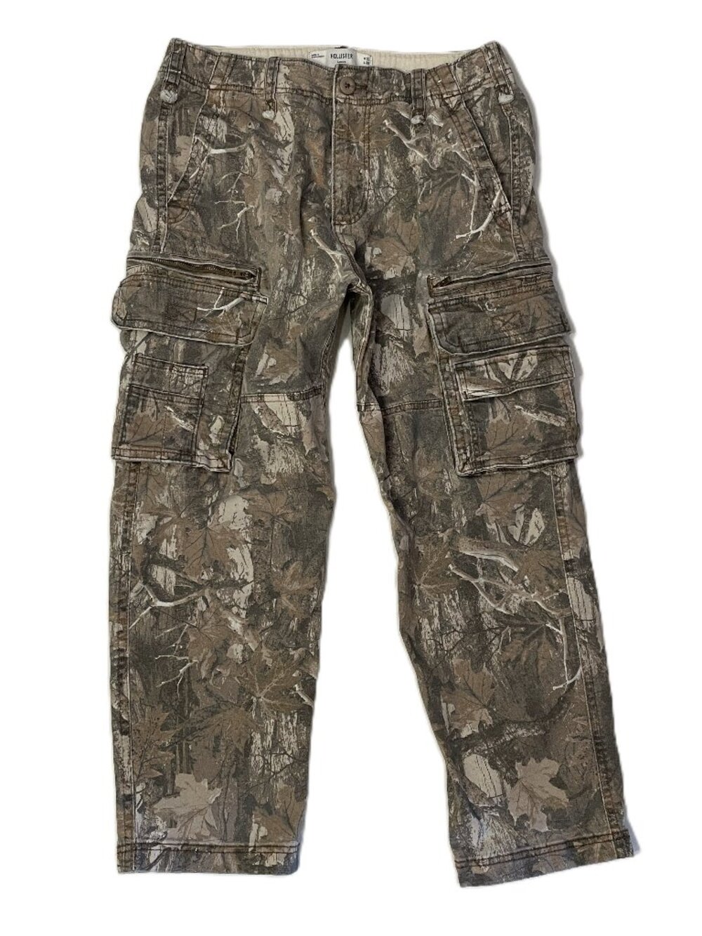 Hollister Camo Cargo Pants Mens 32x30 Loose Zipper Pocket Stretch Utility